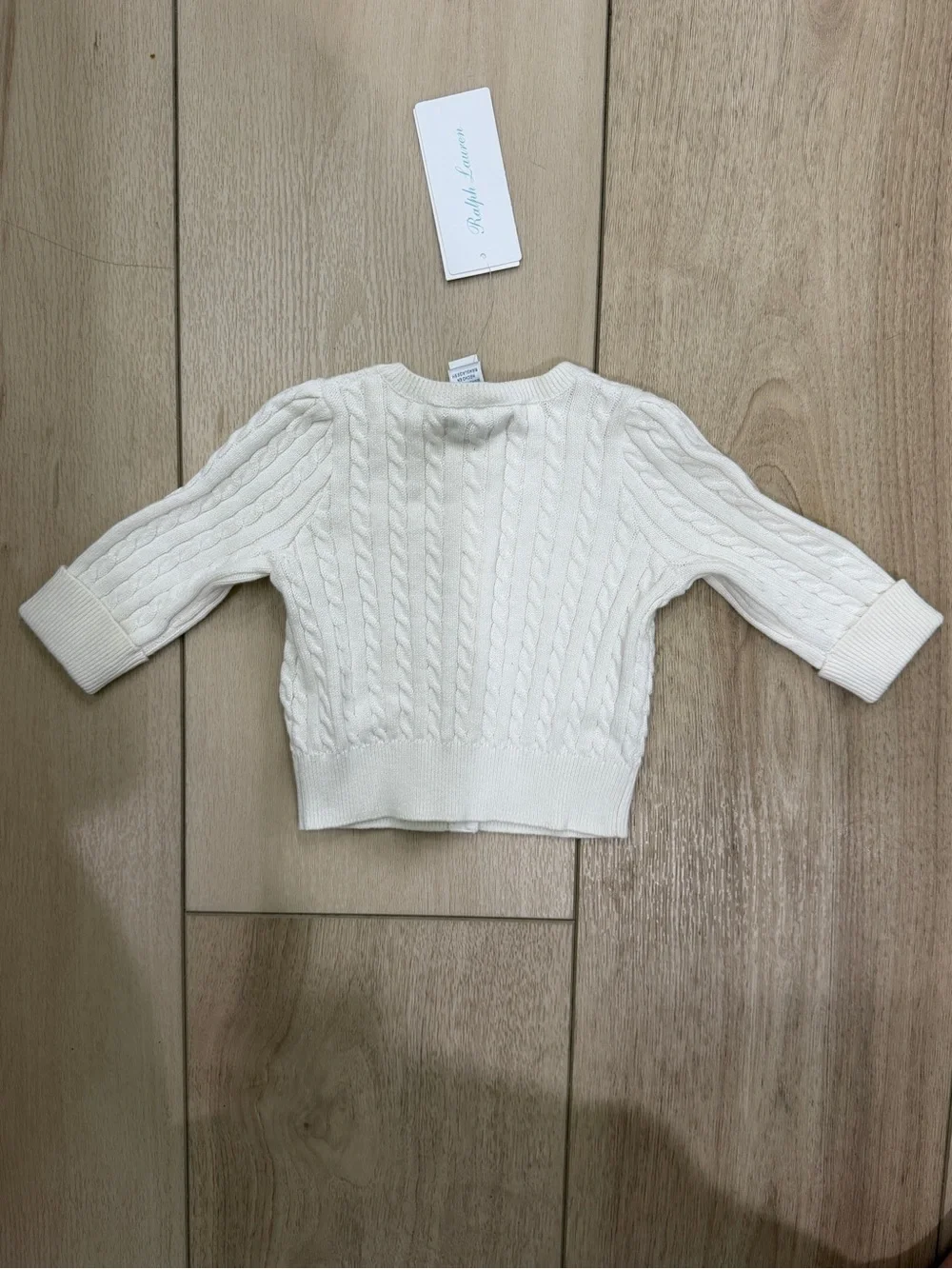 Ralph Lauren Ivory Cable-Knit Baby Cardigan
